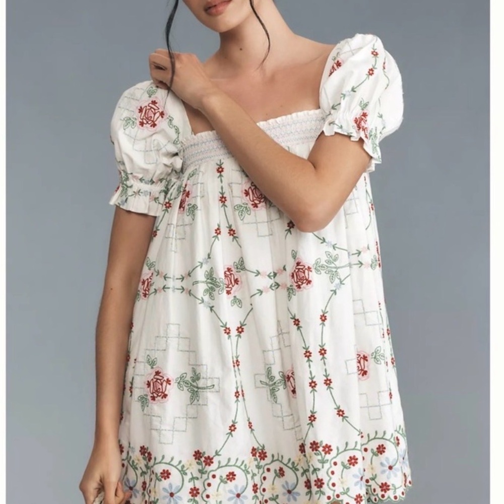 Damson madder Lulu Embroidered Mini Dress